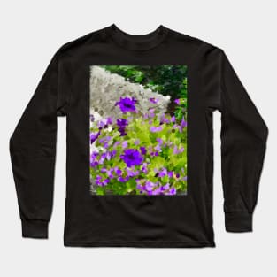 Abstract purple Petunia flower design Long Sleeve T-Shirt